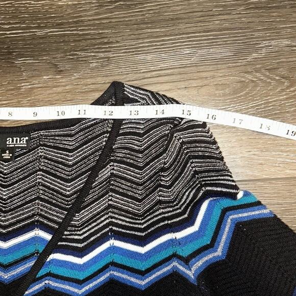 a.n.a. Black, Blue, White Knit Long Sleeve Dress, Size Small - Picture 11 of 11